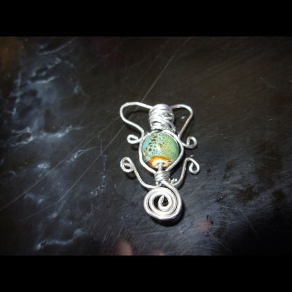 🎈3/$12 Handmade wrapped pendant with teal focal! - Picture 3 of 3